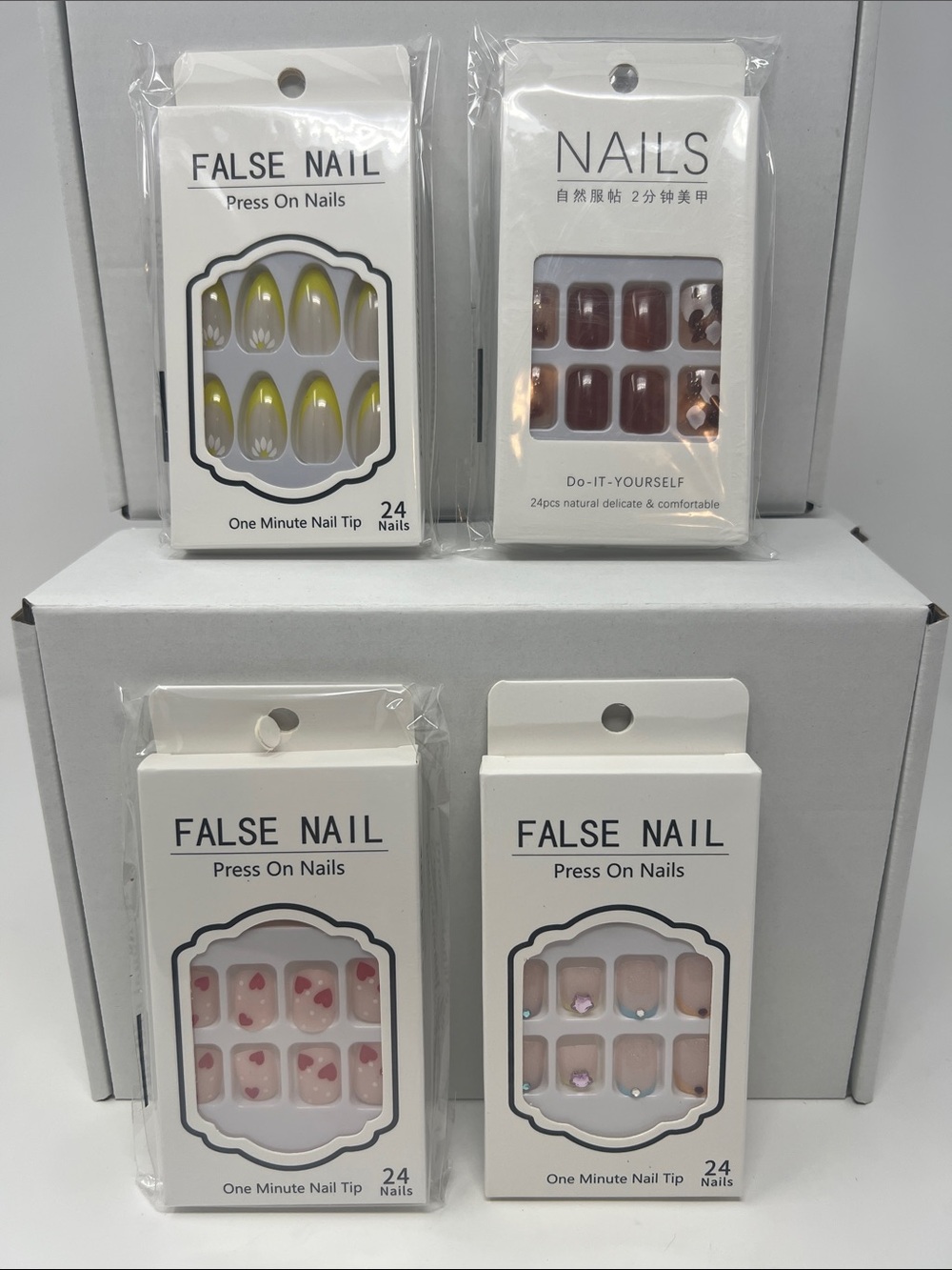 Bundle of 4 sets of assorted press on nails-13